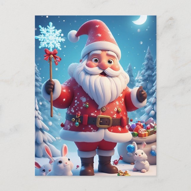 ❄️ Santa Claus Winter Snowflake Glow 🎄 Festive Postcard (Front)