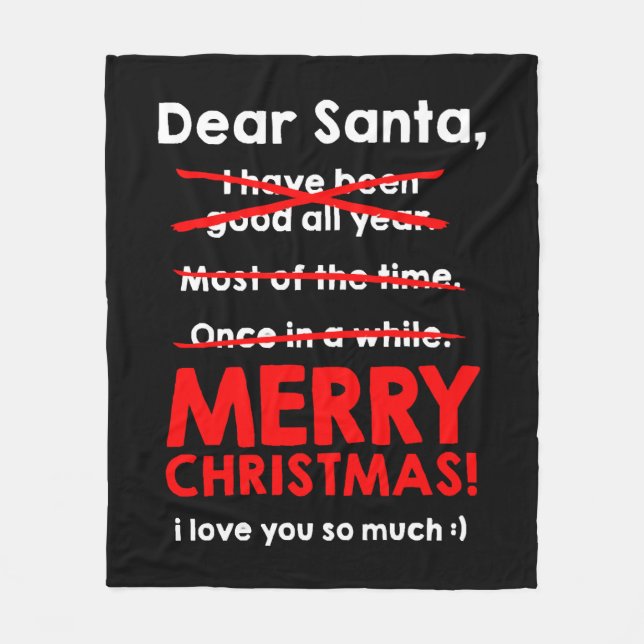 Santa Claus Wish List Christmas Gift Christmas Fleece Blanket (Front)
