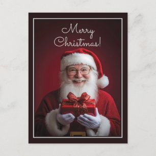 Santa Claus with a gift Christmas design Holiday Postcard