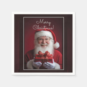 Santa Claus with a gift Christmas design Napkin