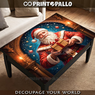 Santa Claus with a gift in his lab Tissue Paper