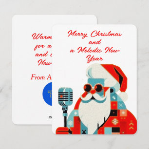 Santa Claus with a microphone in hand Holiday Card