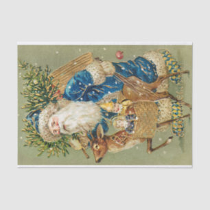 Santa Claus with a Reindeer Carrying Toys Tissue Paper