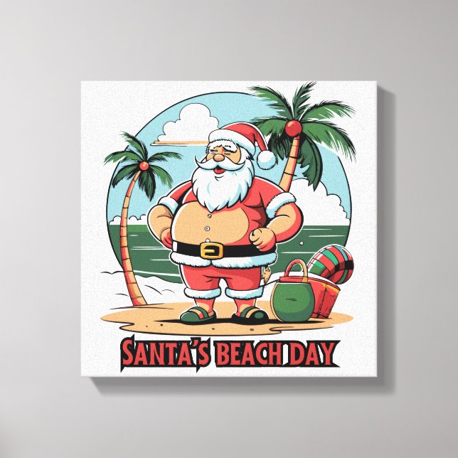 Santa Claus with a Twist – Beach Day Canvas Print (Front)