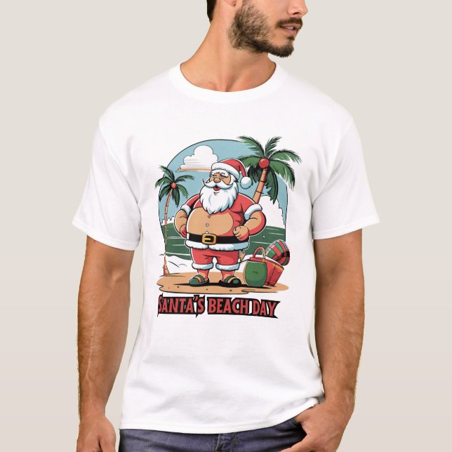 Santa Claus with a Twist – Beach Day T-Shirt (Front)