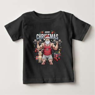 Santa Claus with a Twist – Gym Santa Holiday Baby T-Shirt