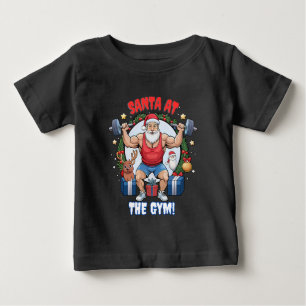 Santa Claus with a Twist – Gym Santa Holiday humou Baby T-Shirt