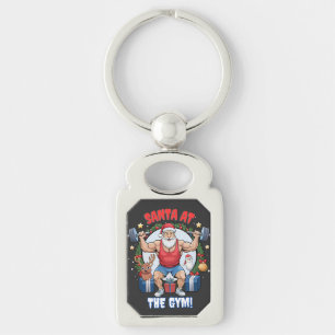 Santa Claus with a Twist – Gym Santa Holiday humou Key Ring