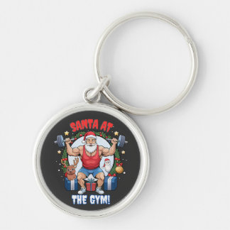 Santa Claus with a Twist – Gym Santa Holiday humou Key Ring
