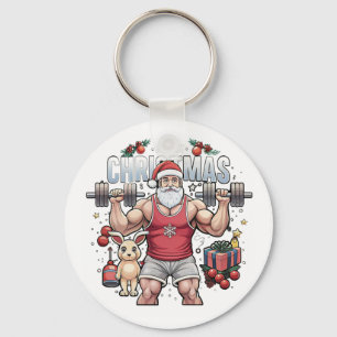 Santa Claus with a Twist – Gym Santa Holiday Key Ring