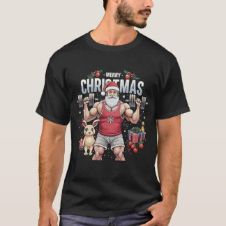 Santa Claus with a Twist – Gym Santa Holiday T-Shirt