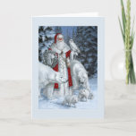 Santa Claus With An Owl And Polar Bears Holiday Card<br><div class="desc">Vintage Santa Clause with ans owl and polar bears illustration.</div>