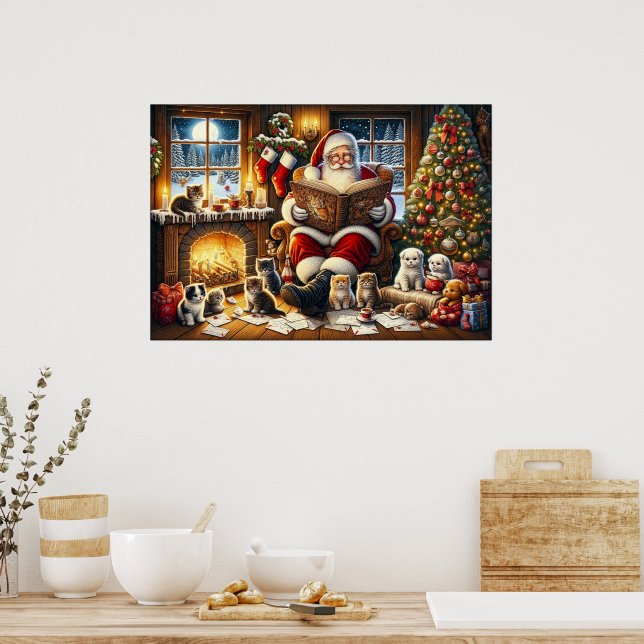 Santa Claus with animal friends Poster (Kitchen)