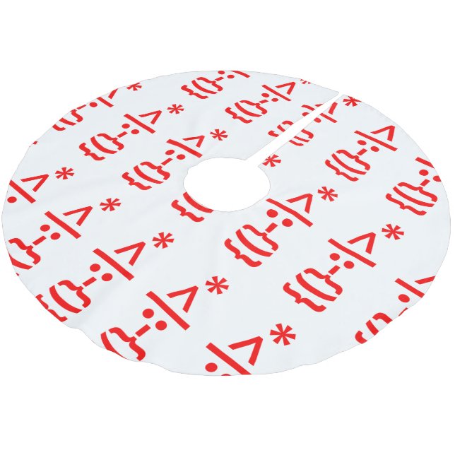 Santa Claus with Beard Christmas Emoticon Brushed Polyester Tree Skirt (Angled)