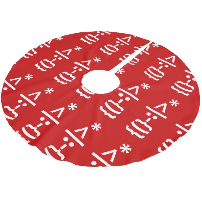 Santa Claus with Beard Christmas Emoticon Brushed Polyester Tree Skirt (Angled)