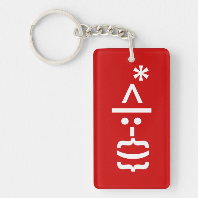Santa Claus with Beard Christmas Emoticon Key Ring (Front)