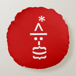 Santa Claus with Beard Christmas Emoticon Round Cushion