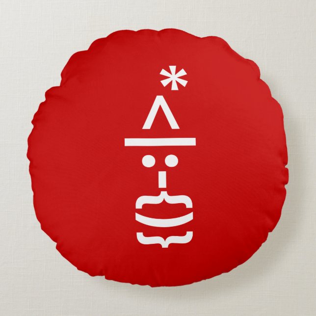 Santa Claus with Beard Christmas Emoticon Round Cushion (Front)