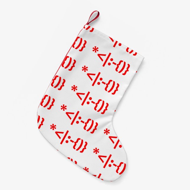 Santa Claus with Beard Christmas Emoticon Small Christmas Stocking (Front (Hanging))