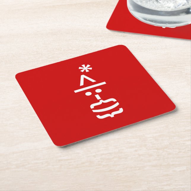 Santa Claus with Beard Christmas Emoticon Square Paper Coaster (Angled)