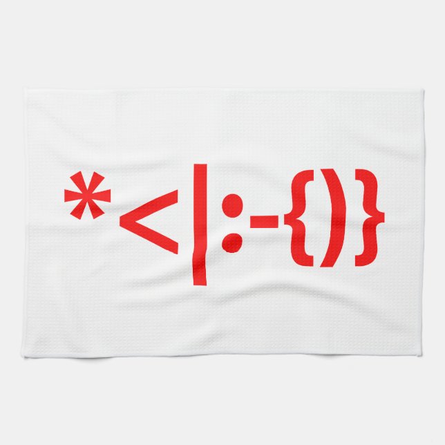 Santa Claus with Beard Christmas Emoticon Tea Towel (Horizontal)