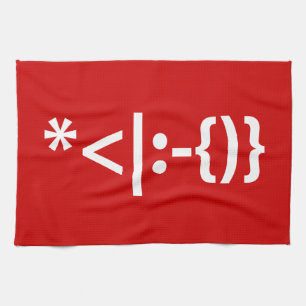 Santa Claus with Beard Christmas Emoticon Tea Towel