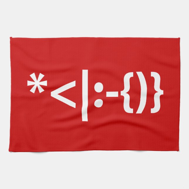 Santa Claus with Beard Christmas Emoticon Tea Towel (Horizontal)