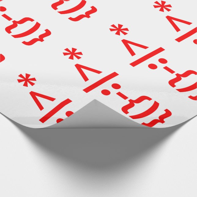 Santa Claus with Beard Christmas Emoticon Wrapping Paper (Corner)