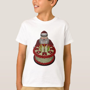Santa Claus With Birthday Cake T-Shirt