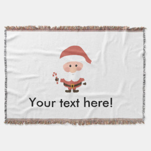 Santa Claus with candycane cartoon Throw Blanket