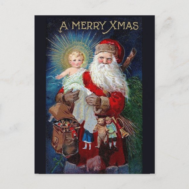 Santa Claus with Christ Child Holiday Postcard (Front)