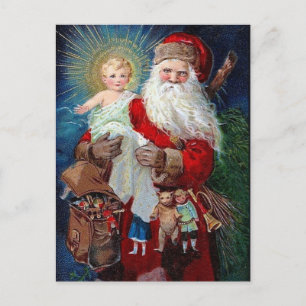 Santa Claus with Christ Child Holiday Postcard