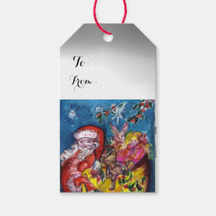 SANTA CLAUS WITH CHRISTMAS GIFT SACK GIFT TAGS