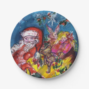 SANTA CLAUS WITH CHRISTMAS GIFT SACK PAPER PLATE