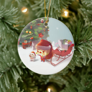 Santa Claus with Christmas Tree Ceramic Tree Decoration