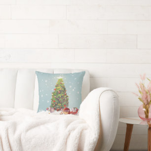 Santa Claus with Christmas Tree Cushion