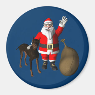 Santa Claus With Doberman Pinscher Magnet
