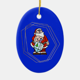 Santa Claus with Dreidel Chrismukkah Ornament