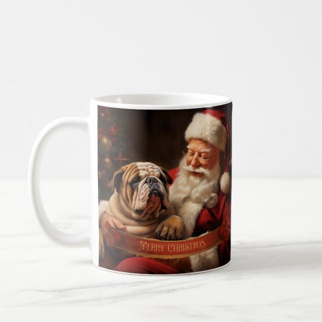 Santa Claus with English Bulldog Coffee Mug (Left)