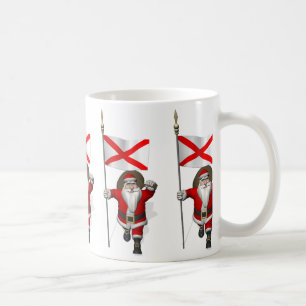Santa Claus With Ensign Of Alabama Coffee Mug