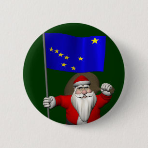 Santa Claus With Ensign Of Alaska 6 Cm Round Badge