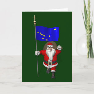 Santa Claus With Ensign Of Alaska Holiday Card