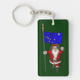 Santa Claus With Ensign Of Alaska Key Ring
