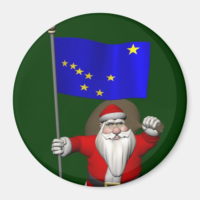 Santa Claus With Ensign Of Alaska Magnet (Front)