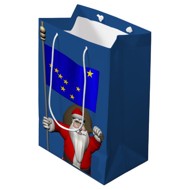 Santa Claus With Ensign Of Alaska Medium Gift Bag (Front Angled)