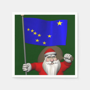 Santa Claus With Ensign Of Alaska Napkin