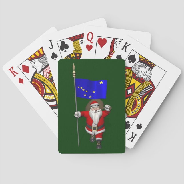 Santa Claus With Ensign Of Alaska Playing Cards (Back)