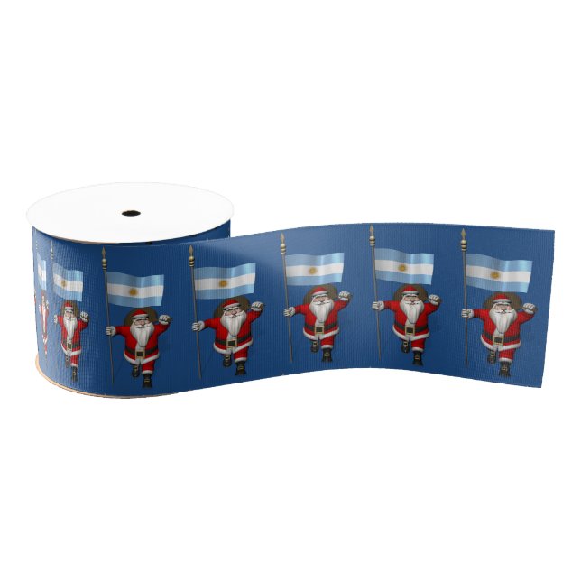 Santa Claus With Ensign Of Argentina Grosgrain Ribbon (Spool)
