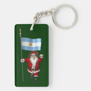 Santa Claus With Ensign Of Argentina Key Ring