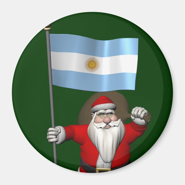 Santa Claus With Ensign Of Argentina Magnet (Front)
